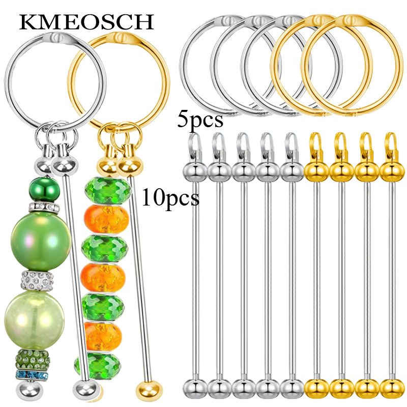 TEMU Ensemble de 15 porte-clés à perles ouvrables à double barre, porte-clés élégant à perles vierges, breloque de téléphone, chaîne de sac,