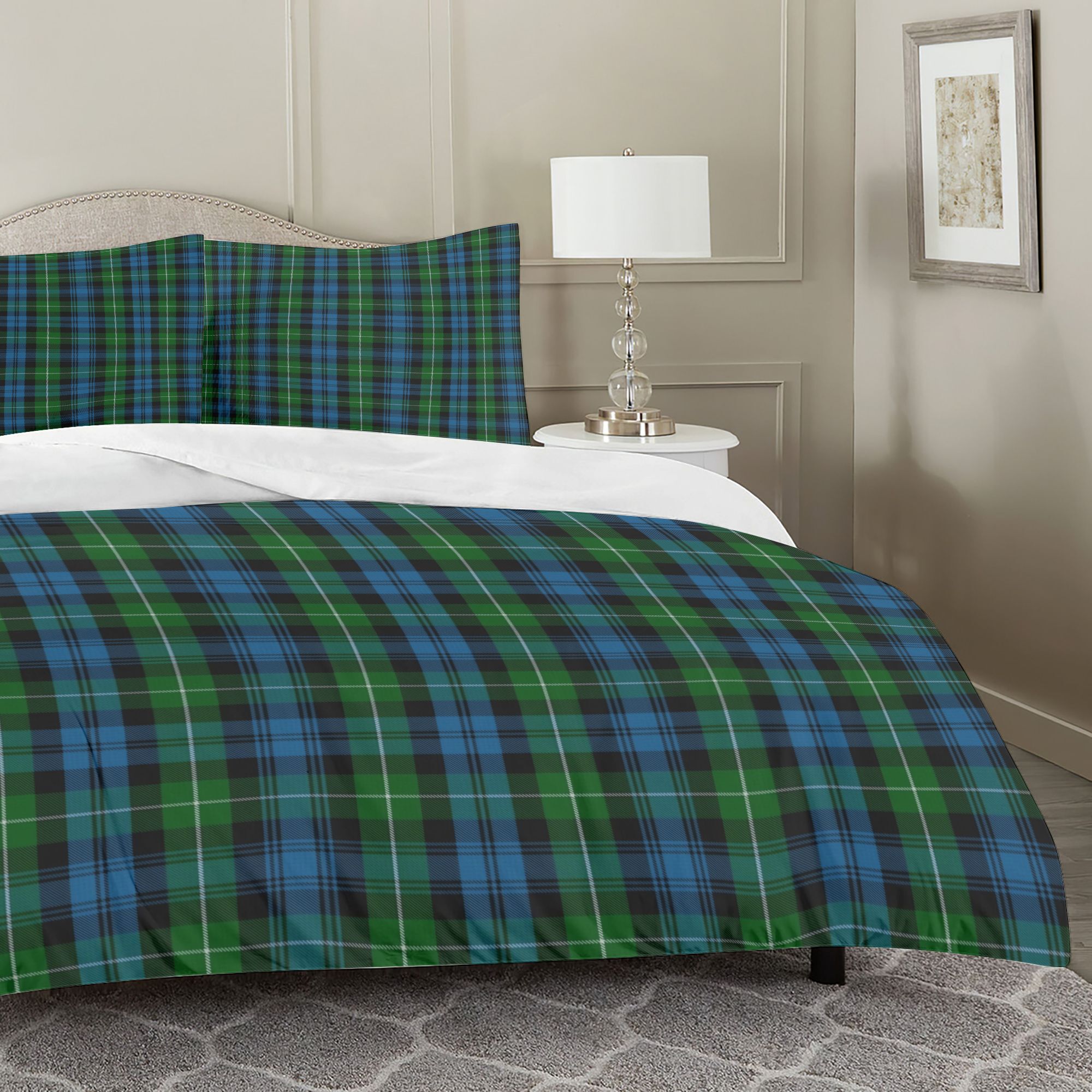 conjunto de roupa de cama minimalista tartan clã   de   peças para quartos, apartamentos ou dormitórios - uma     de refletir estilo e   um    