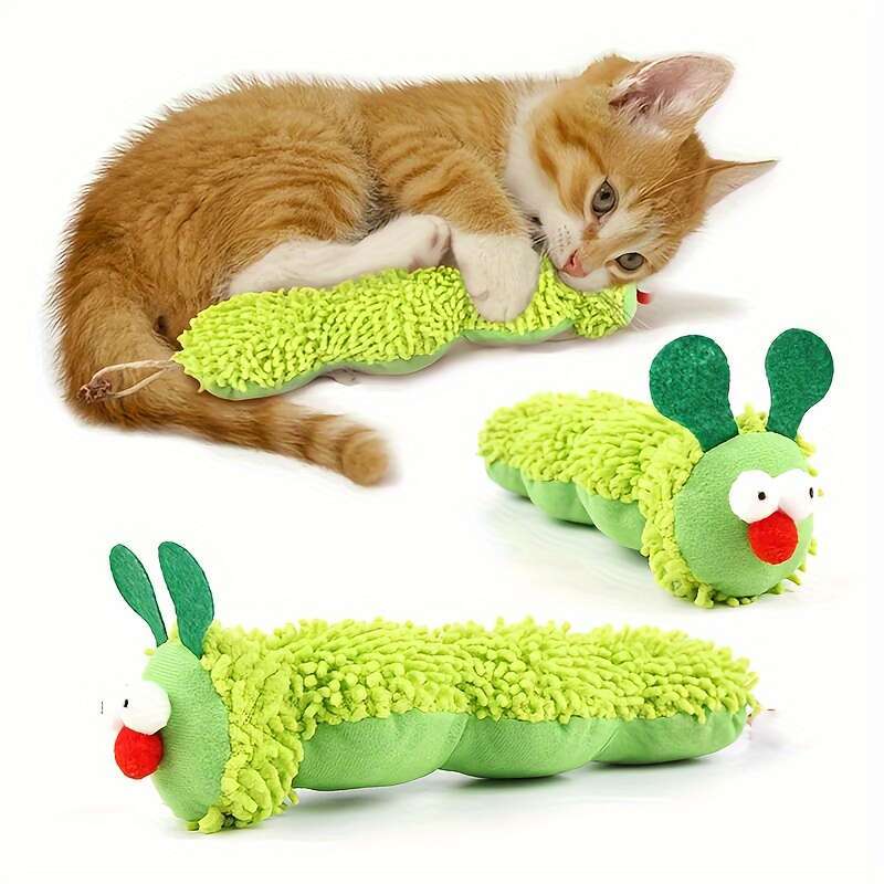 Interactive Plush Broad Bean Cat and Dog Toy with Animal Print, Soft Fabric Pillow and Durable Plastic, Safe for All Breeds and Sizes