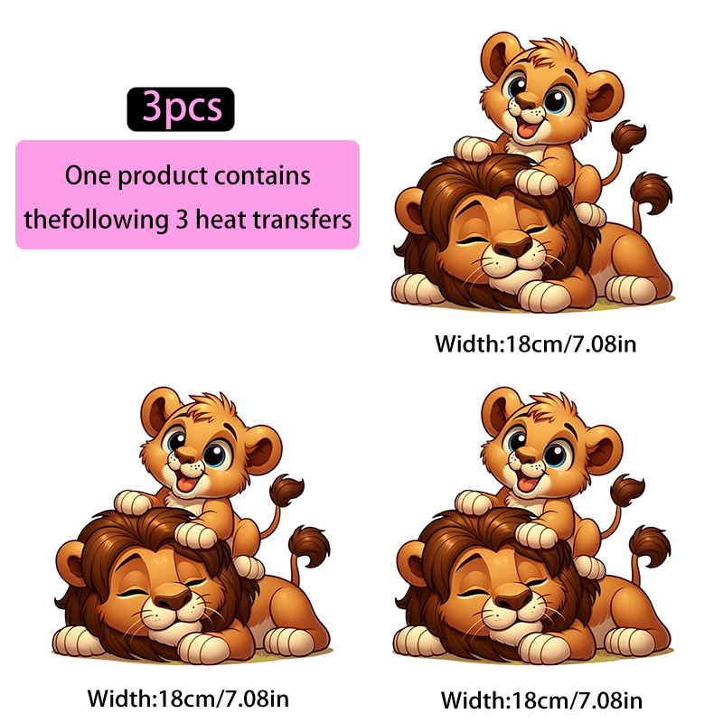 TEMU 3pcs Set Of Fashionably Designed 2d Flat Heat Transfer Stickers, Featuring A Cub Heat Transfer Iron-on Appliqué. Suitable For T-shirt Making,