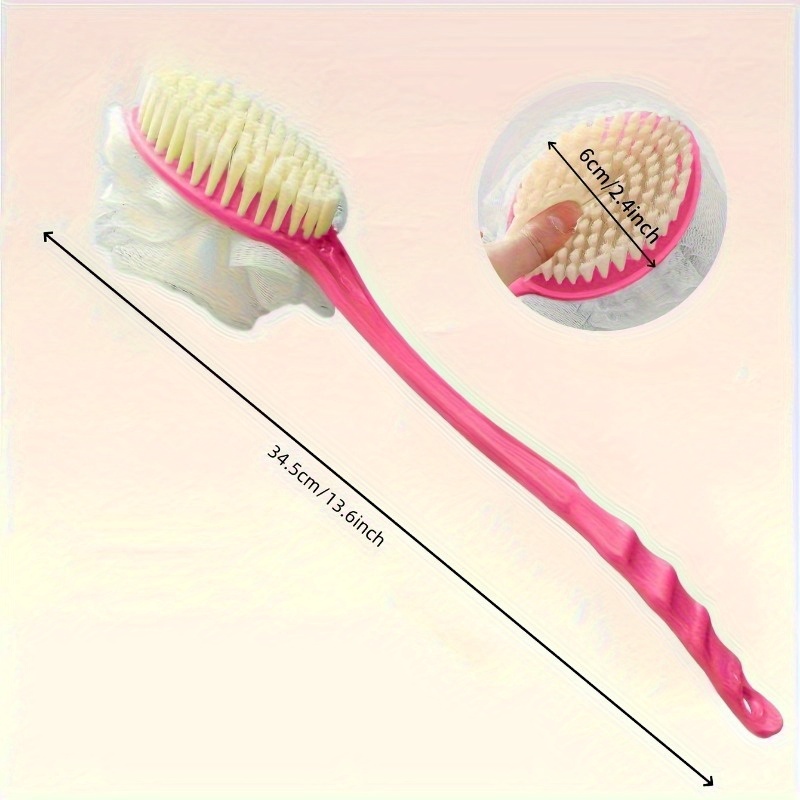 1pc dual sided bath brush back scrubber exfoliating body shower tool with soft bristles texture surface ergonomic grip no battery needed lightweight shower organizer for back   legs feet durable bathroom accessory for smooth light beige dead light beige removal     material   Product details 3