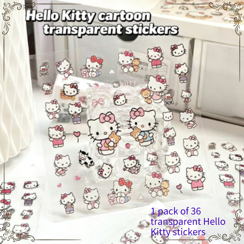 By 36pcs/108pcs This Transparent Sticker Featuring The "hello Kitty" Is Suitable For Books, Notebooks And . A Great Gift For Family . Selectable