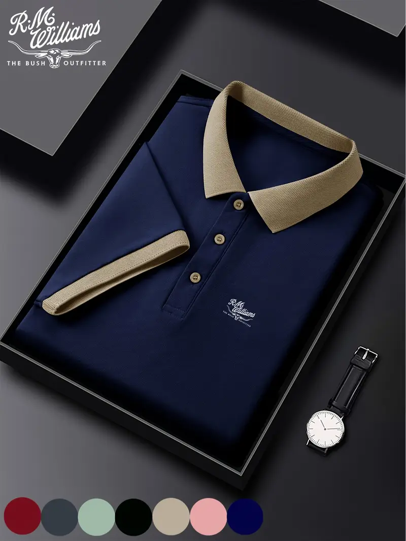 r m mens casual summer shirt beige with cuffs button up collar short sleeve regular fit for gym outdoor activities casual attire gym apparel classic collar design navy blue 0