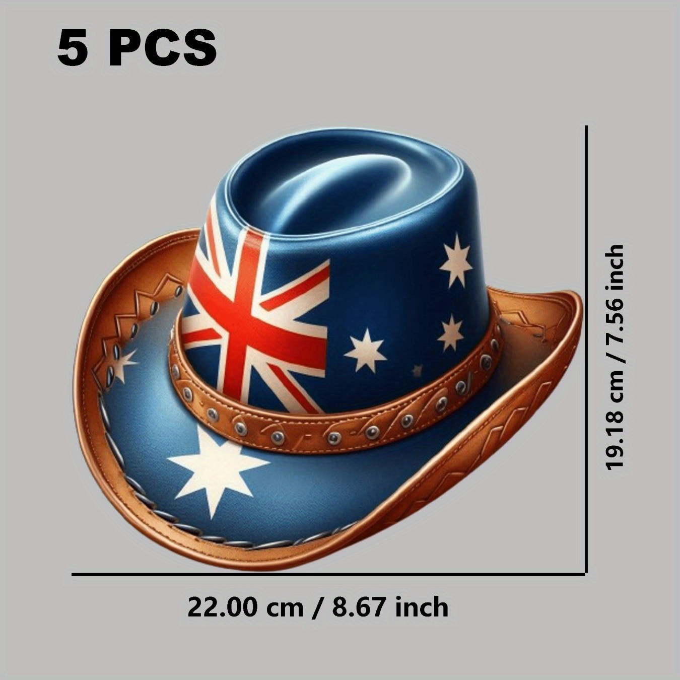 TEMU 5pcs Australian Flag Cowboy Hat Iron-on Applique Stickers - Iron-on Transfer Heat Transfer Suitable For Dtf Backpacks, Canvas Bags, Jeans,