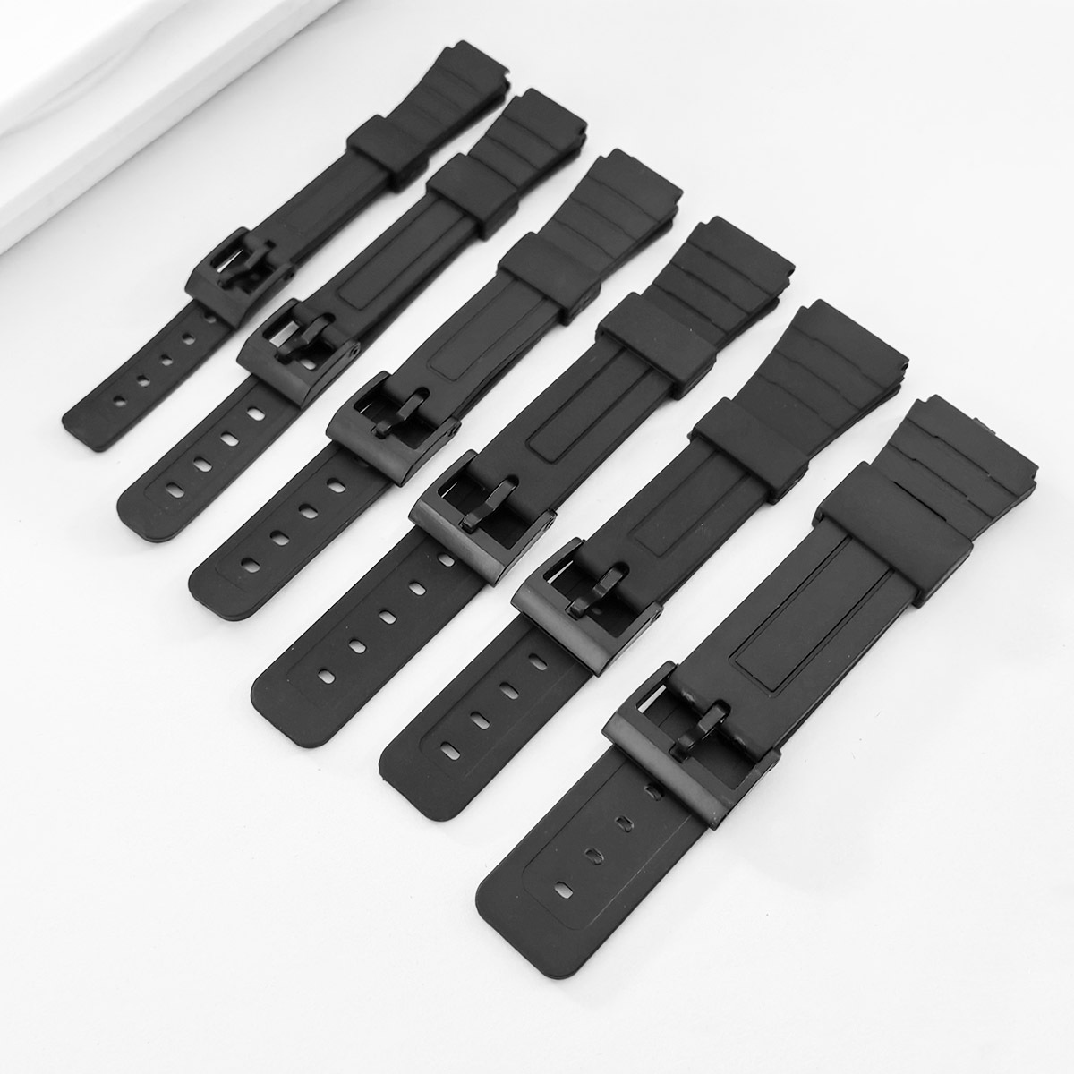 rubber pvc black buttons watch band 12 14 16 18 20 22mm electronic watch   plastic watch strap 0
