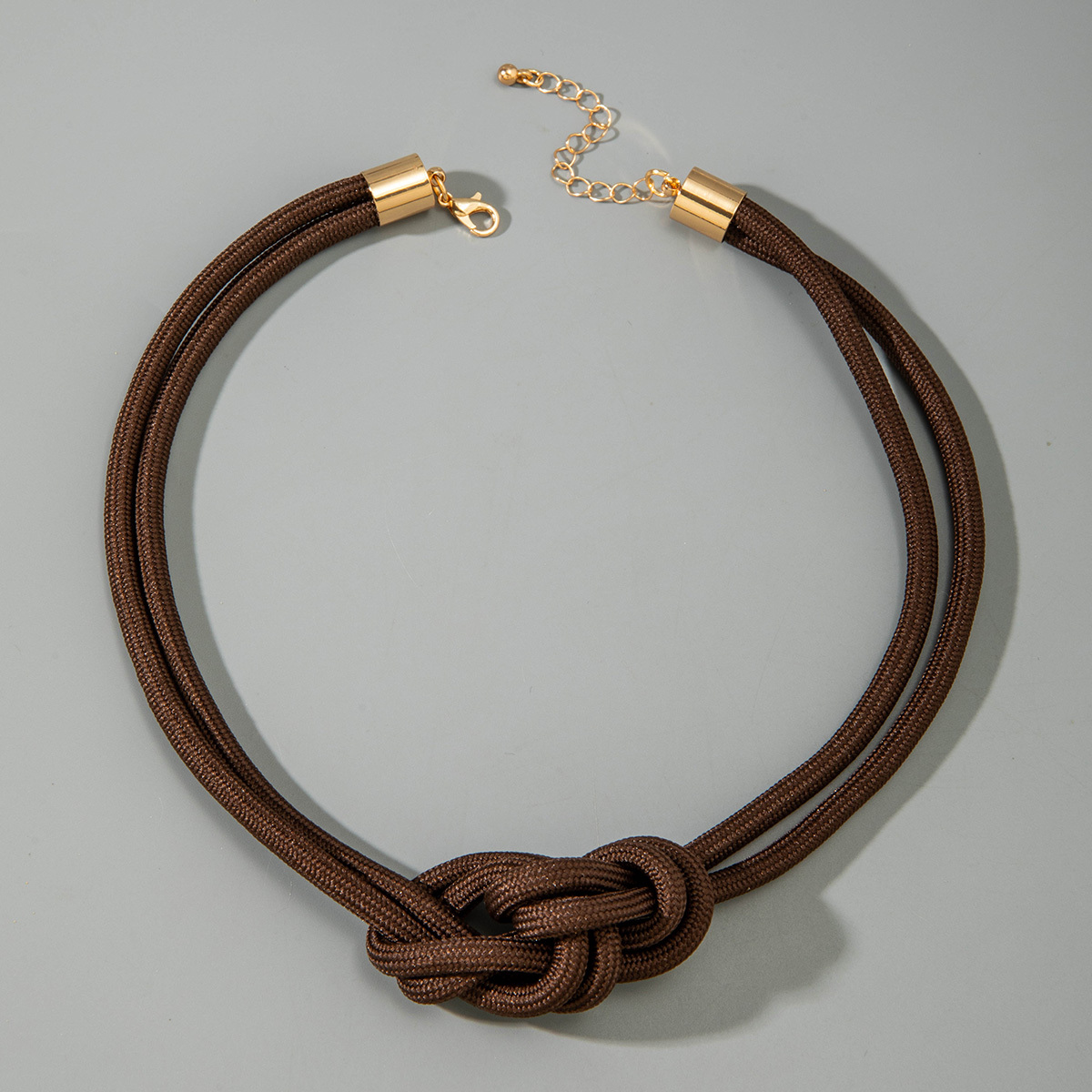 TEMU 1pc Women's Plated Brown Braided Knot - Retro Minimalist Collarbone Chain With , Suitable For Daily Wear, Vacation & Accessories, /holidays