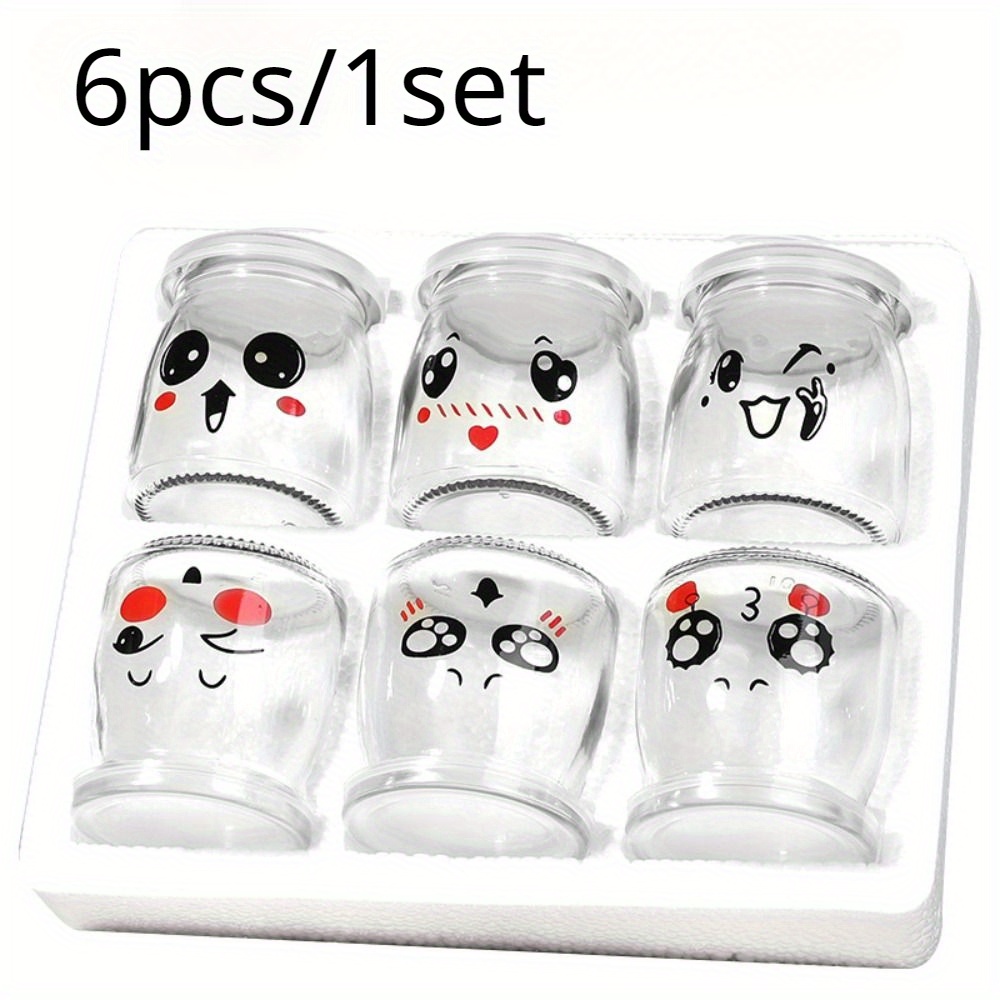 6pcs Set 200ml Mini Pudding Jars - Cute Glass Storage Cups With Lids, High Temp Resistant For Homemade Jam & Yogurt