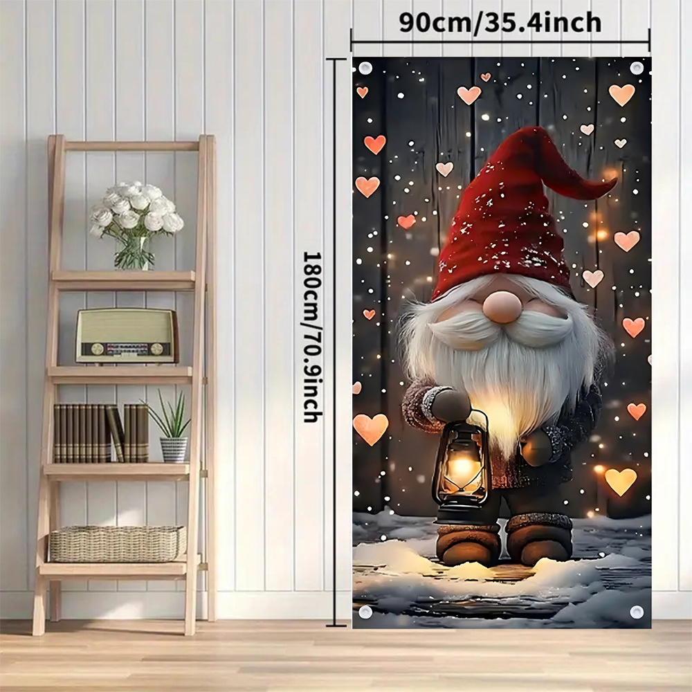TEMU 2d Door Banner 1pc, 35.4 X Inches (90x180cm), Merry Christmas, Christmas Door Curtain Design Featuring Cute Christmas Elf Pattern, Material,