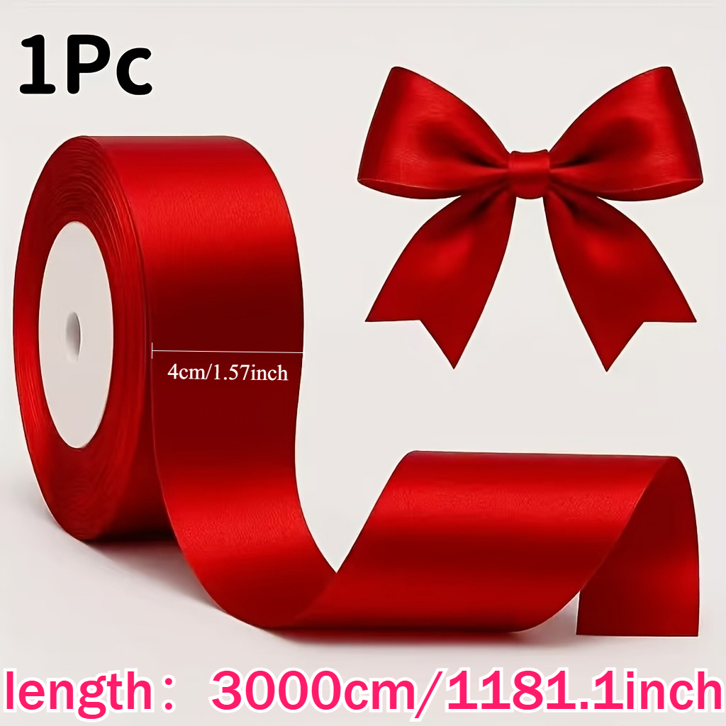 TEMU 1 Rolle elegantes rotes Satinband | 4 cm x 30 m – Luxuriöses Polyesterband für exquisites Geschenkeinpacken, Kunst & Basteln, modische