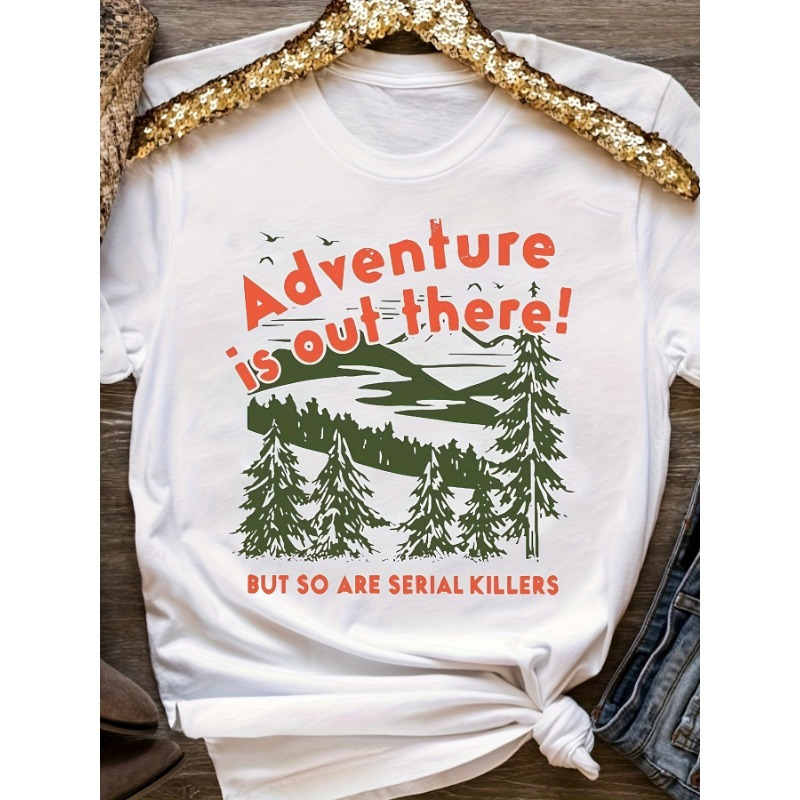 

Men's "adventure Is " Graphic Tee - Camping, Hiking & Travel Enthusiasts, Vintage-inspired Cotton , Short Sleeve, Crew Neck, Machine Washable, With & , Casual Wear|camping Shirt| Print