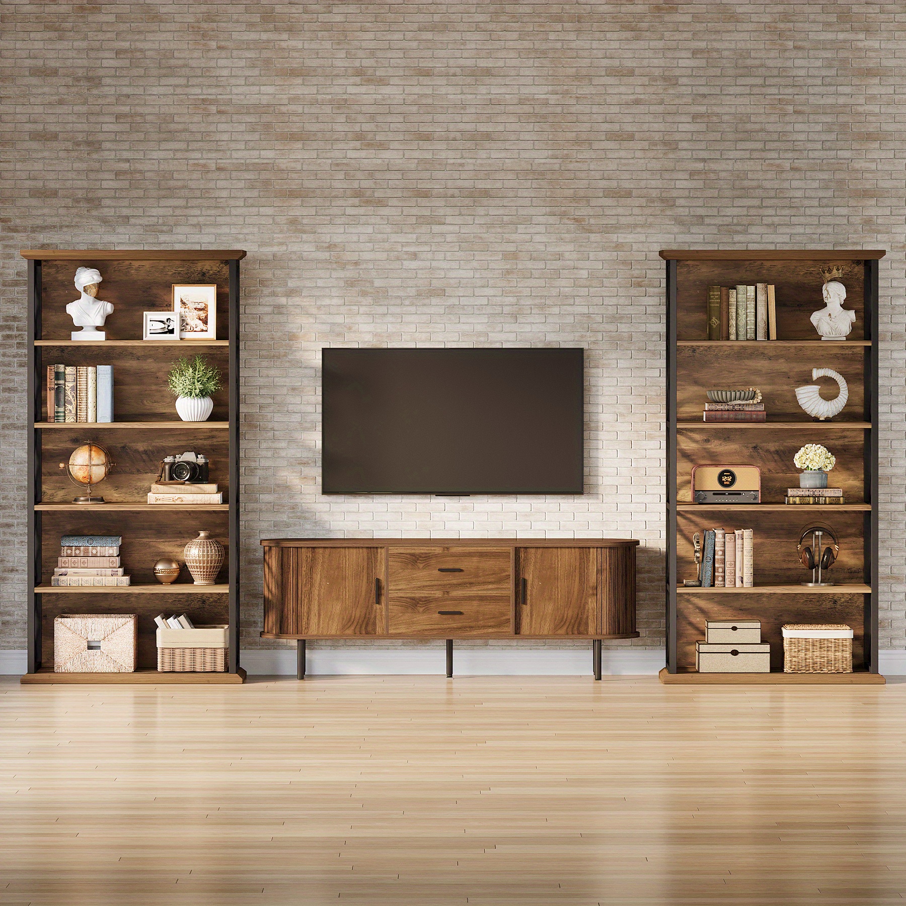 71-inch Tall Bookshelf With 6 Tiers, Featuring An And Metal Frame, Perfect For Open Storage In Your For Home Office, Living Room, Or Bedroom