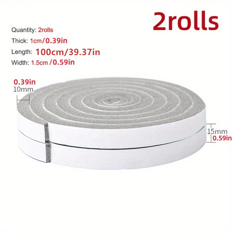 TEMU 2 Rollos de Cinta Autoadhesiva de Espuma Esponja para Aislamiento Acústico - Insonorizada, Resistente al Viento y al Polvo, Sello de Puerta y