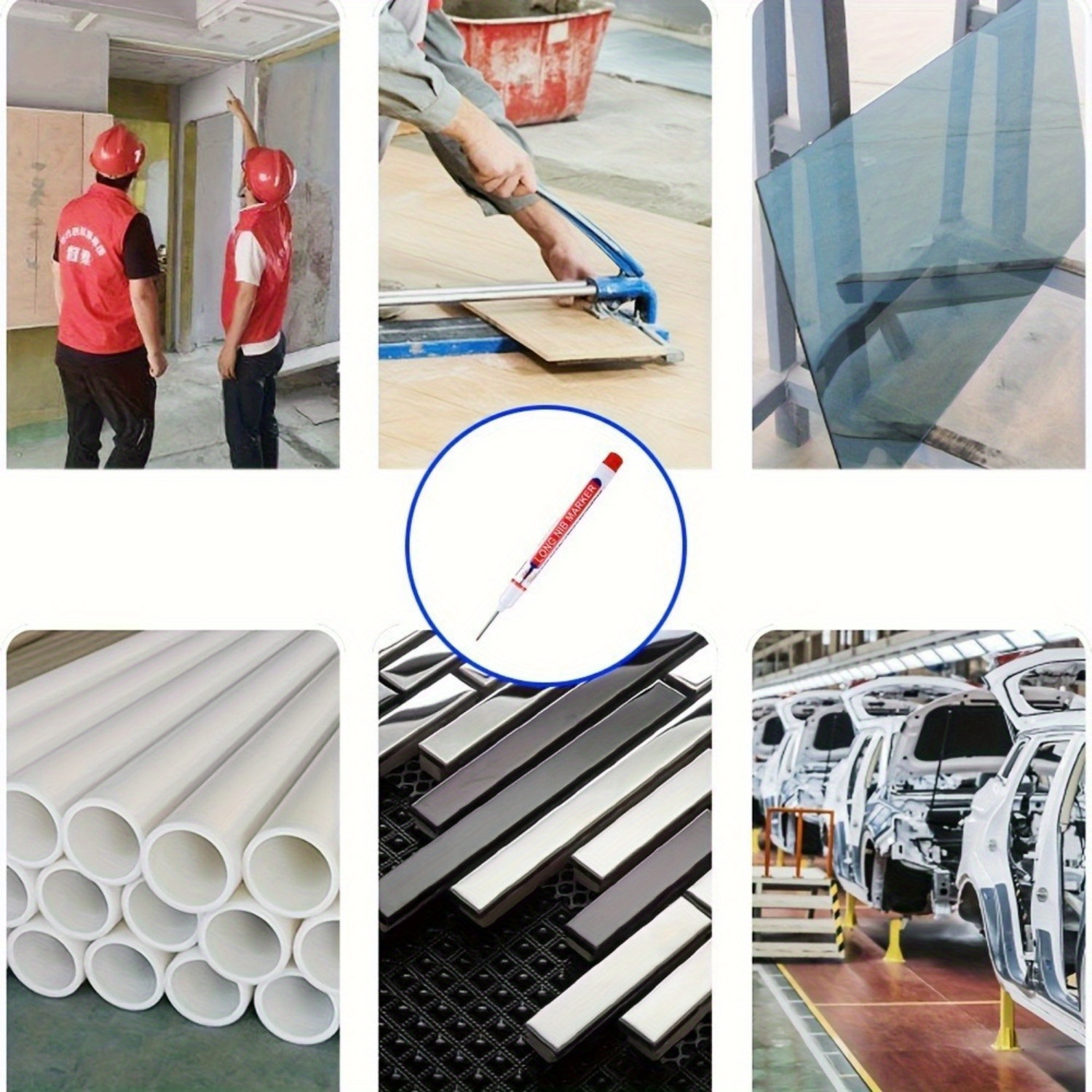 15pcs Long Nib Markers - Oil-Based Carpenter'S Pens for Deep Holes, Ideal for Ceramic, Wood, Plastic, Metal - Perfect for Bathroom Installation & Decor Fixing, Construction Tools | Long Nib Markers | Oil Based Ink