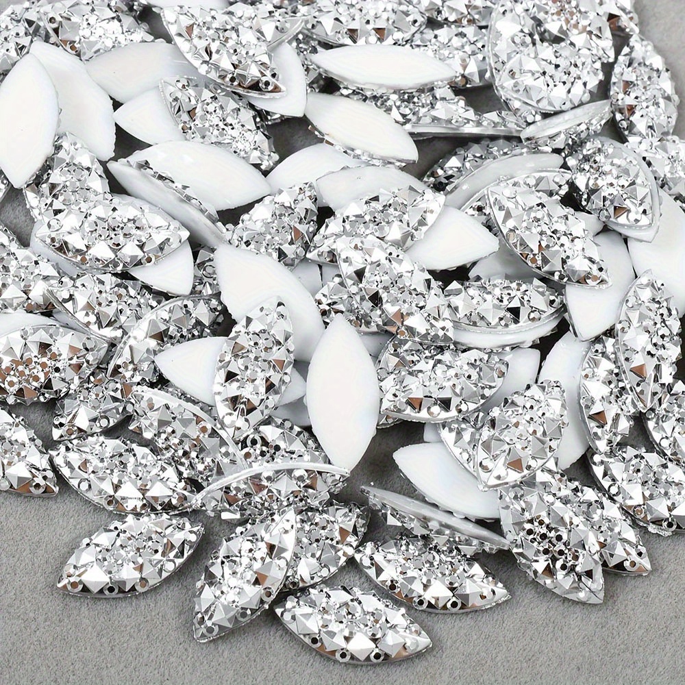 Image of 0.7*1.5cm Flatback Resin Rhinestones In Of Horse Eyes, Non-hotfix, Perfect For Scrapbooking, Wedding Crafts, And Jewelry Making Supplies