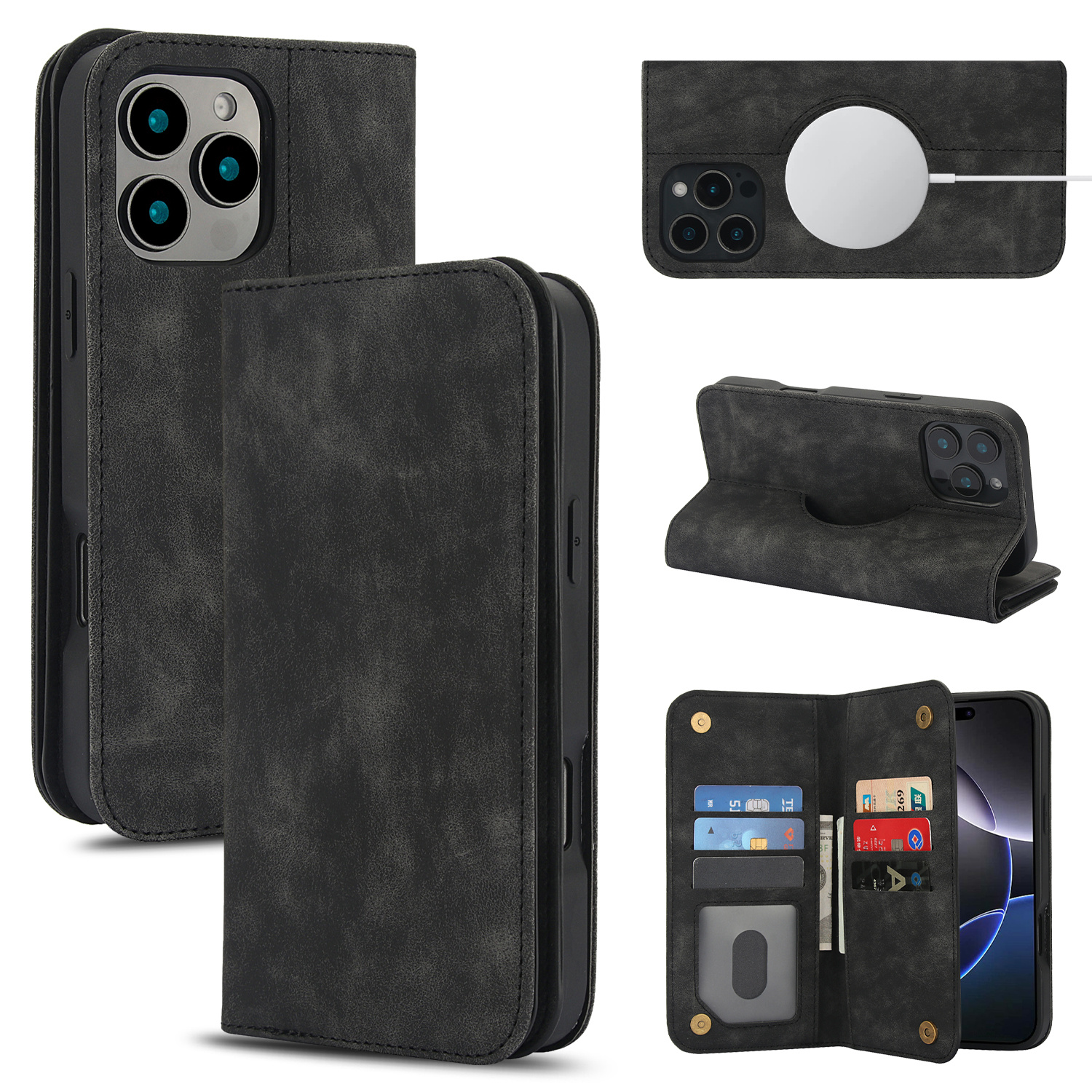 TEMU Phone Case: Suitable For Iphone 16/15/14/13/12/11/xs/x/xr/8/7/6 Pro Mini Multi-card Strong Magnetic Wireless Charger Model