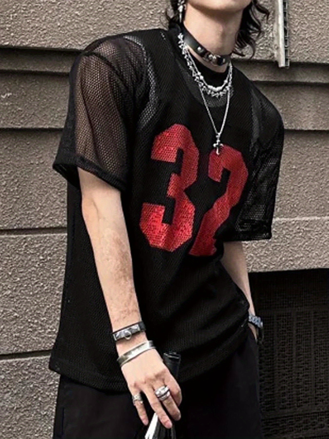 トップス Crew Neck Shirt - Knit Mesh Crew Neck Shirt - Black - Knit Mesh | Nepenthes New York