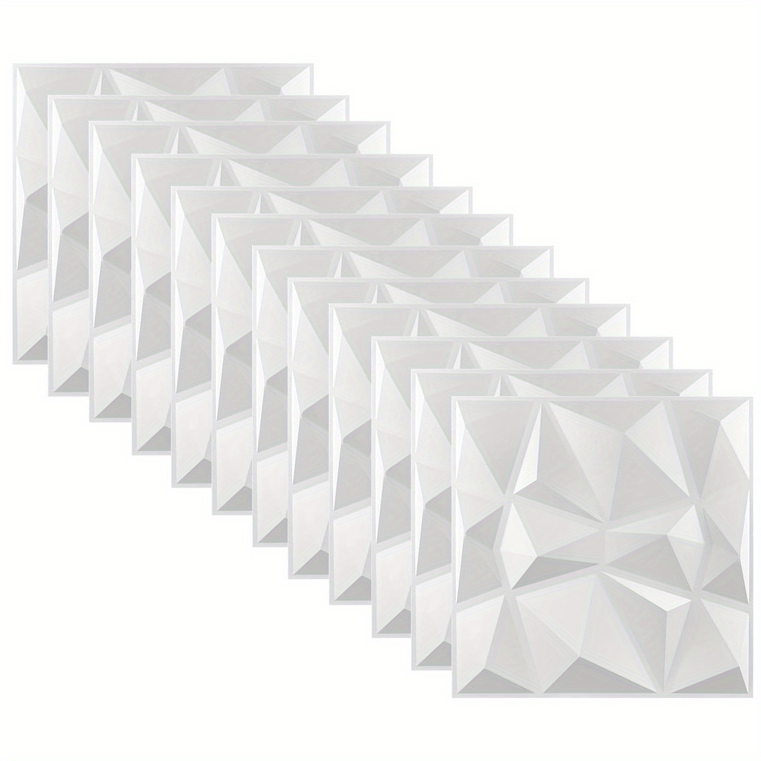 12pcs/ Set Of Wall Stickers, Exquisite Three-dimensional 3d Geometric Pattern Matte White, Suitable For Bedroom, Living Room, Bathroom