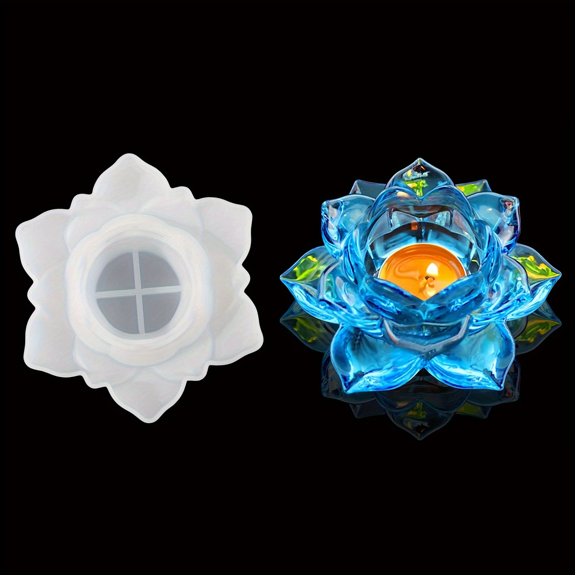 TEMU Epoxy Resin Casting Mold Kit, Suitable For Diy Silicone Candle Trays - Floral And For Lotus Designs, Perfect For Jewelry Boxes, Tea Light