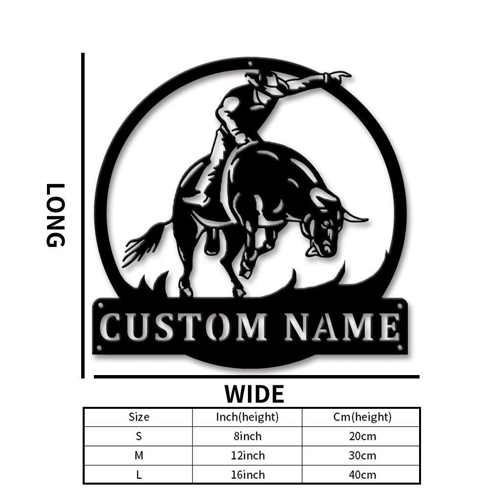 TEMU 1pc Personalized Bull Rider Metal Wall Art - Custom Name/number/text Bull Riding Sign, Western Cowboy Action Decor, Edition Iron Hanging Plaque