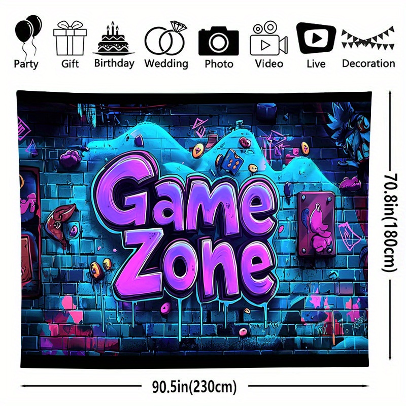 TEMU 1pc Large Themed Tapestry, Game Room Polyester Tapestry, Wall Hanging For Livingroom Bedroom Office Studio, Home Party Events Photography