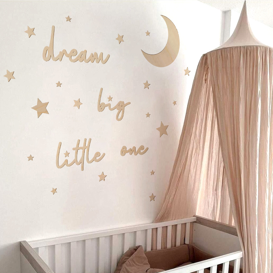 Image of 1 Sheet Brup Little 1 Vinyl Wall Stickers Removable For Kids Room Nursery Bedroom Stars Moon Floral Cozy Rustic Home Accent Wall Art