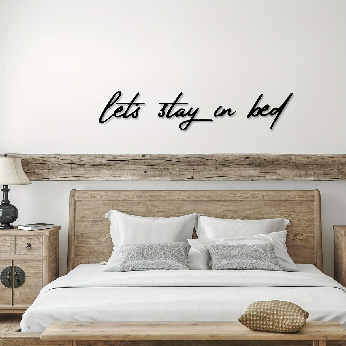 TEMU 4 Units Of ' Bed Metal Wall Art' For Halloween - Cozy Bedroom Emblem Featuring A Easy Line - Ideal Holiday Present, Family Gift, Decoration For