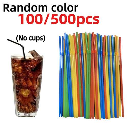 Hometown Gourmet 12-Pack Reusable Colored Plastic Straws With Tumbler Lid Stoppers - 9 Inch