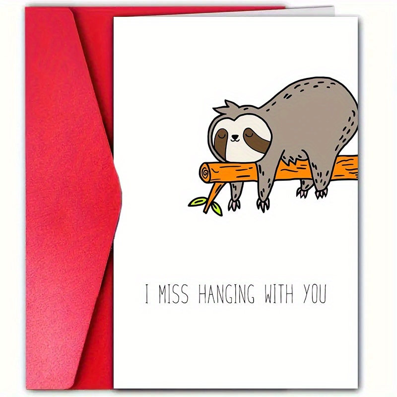 TEMU 1pc, Adorable Miss-you Card With Envelope, 12cm * 18cm, Suitable For Family, , , , Neighbors, "" Card, , Meaningful Miss-you Greeting Card, Cute