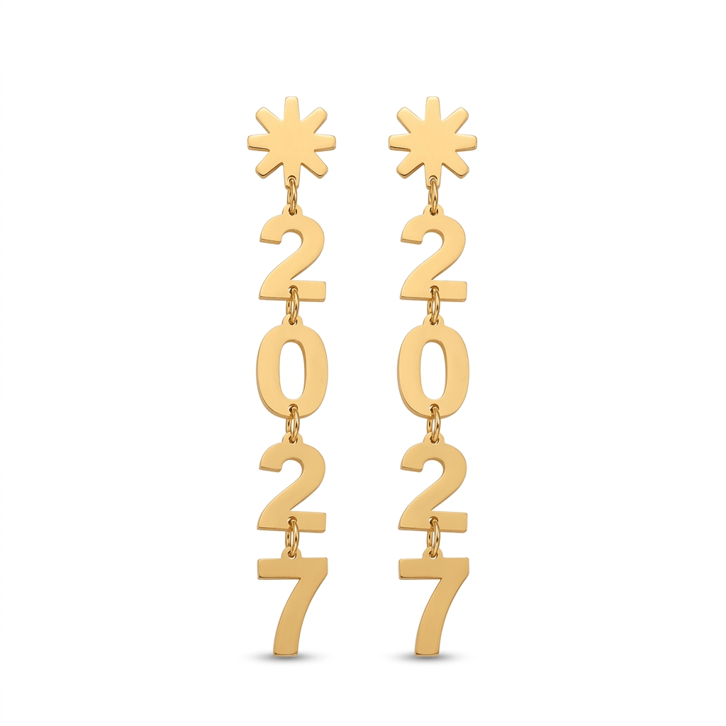 TEMU 1 Pair Lxalry Women's 2027 Number Dangling Earrings - Vintage Y2k Glitter Long Drop Suitable For New Year's, Birthdays, Parties, Daily Wear,