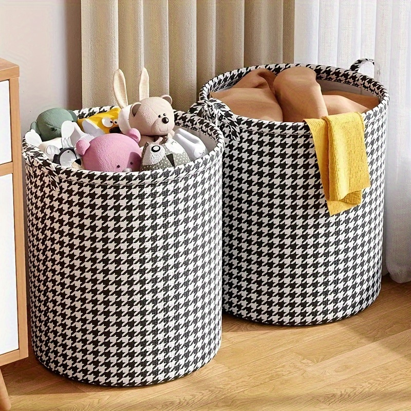 

Folding Laundry Basket With Handles - Elegant Checkered Design, Clothes, Toys & Snacks Storage In Bedroom, Bathroom, Living Room, Laundry Baskets