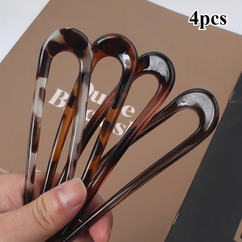TEMU 4pcs U-shaped Hair Sticks Suitable For Women - Retro Hair Forks With Comb, Bun Updo Hair For Braids, Ponytails, Buns, Dreadlocks, Wedding, Prom,
