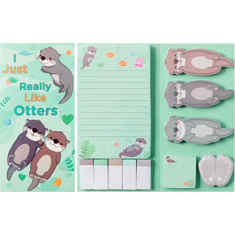 

Notes Set, 550 Sheets, Cute Cartoon Self-stick Notes Pads Sea Animal Divider Tabs Bundle Memo Pads Back To School Office Supplies Small Gift