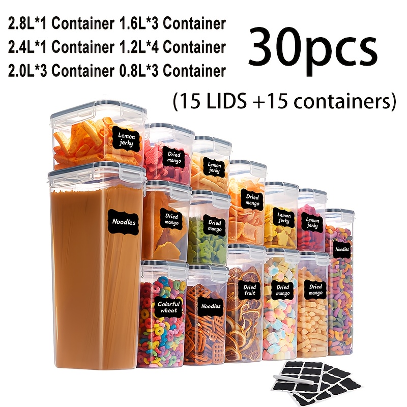 TEMU 72pcs Extra Large Airtight Food Storage Cereal Containers For Storage Bpa-free Plastic Container, Pantry Organization And Canister For Grain,