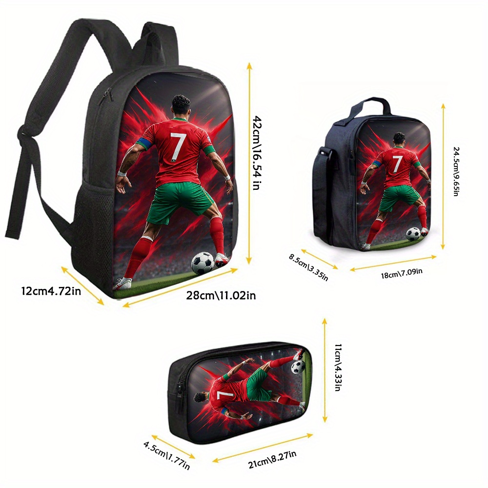 cr7 football player backpack set red jersey soccer Temu Bahrain