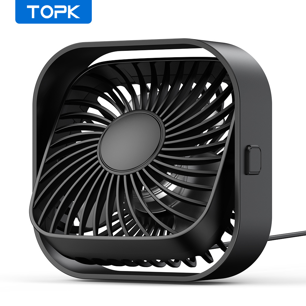Topk Usb Desk Fan Mini Personal Fan Portable, Strong Airflow And Quiet, Usb Powered, Three-speed Wind Small Usb Fan For Desk, 360 Degree Rotatable For Home Office Table Desktop Black