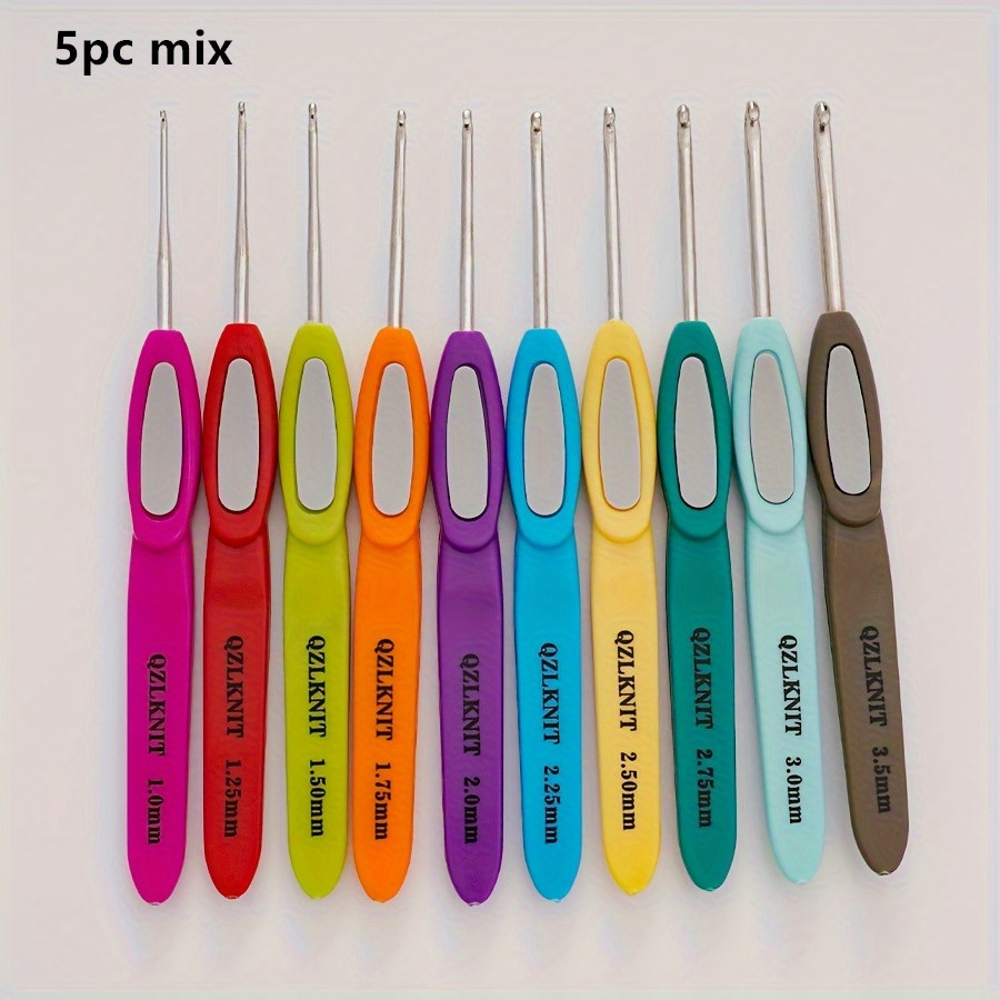 TEMU 5pcs/10pcs Lace Crochet Hook Set Knitting Tool Kit (1-3mm), Non-slip Grip And , Handcraft Essential For Home And Travel Portable, Durable And