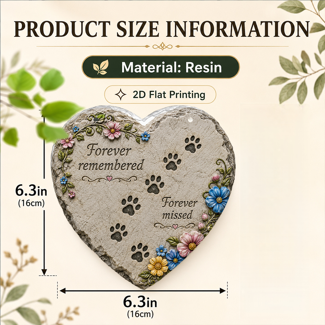 TEMU 2d Flat Printing, 1pc Per Pack, Paw Print Memorial Heart Garden Stone, Souvenir Garden Stone, Heart-shaped, 6x6 Inches, Acrylic Stepping Stone,