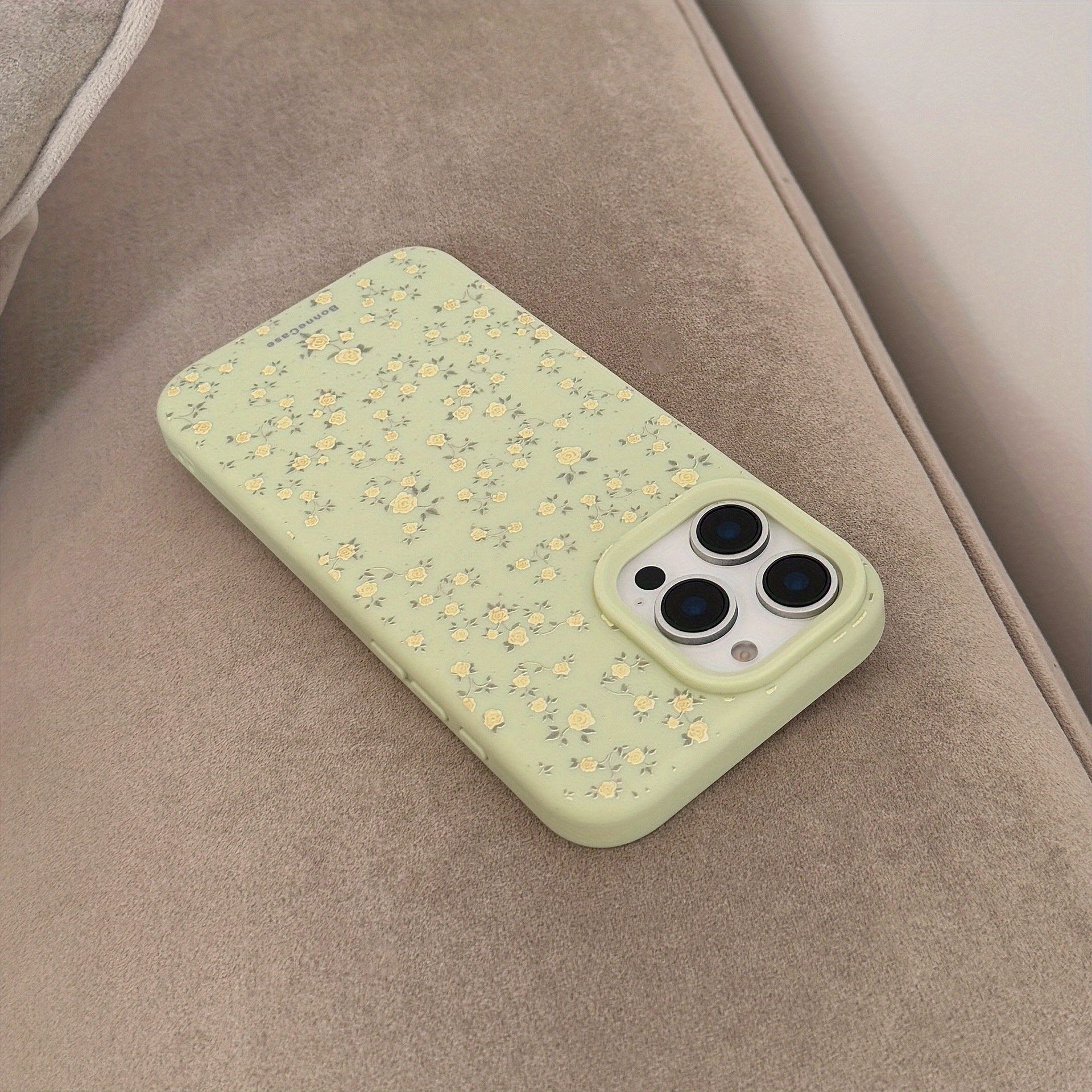 Yellow Small Floral Pattern Suitable for Apple 16 Mobile Phone Case 15pro Max Fresh iPhone 14 Temperament 13 Frosted Soft Shell 11