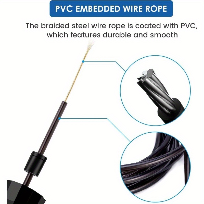 Adjustable, Anti-Slip Handle Jump Rope with Smooth Bearing Steel Wire - Ideal for Home Fitness Training, Burning & Shaping, Includes Extra Ankle Straps & Wrist Support
