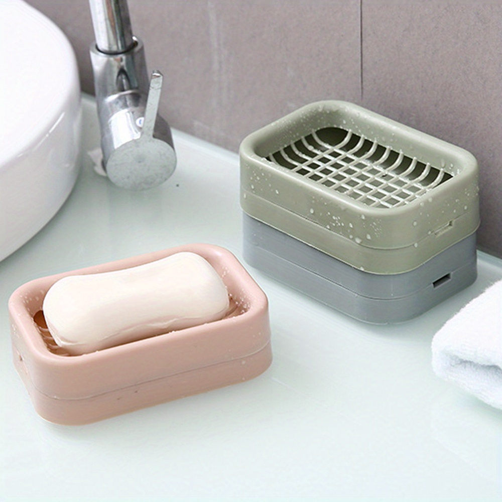   chic solid color soap dish with drain no power needed   bathroom organization details 2