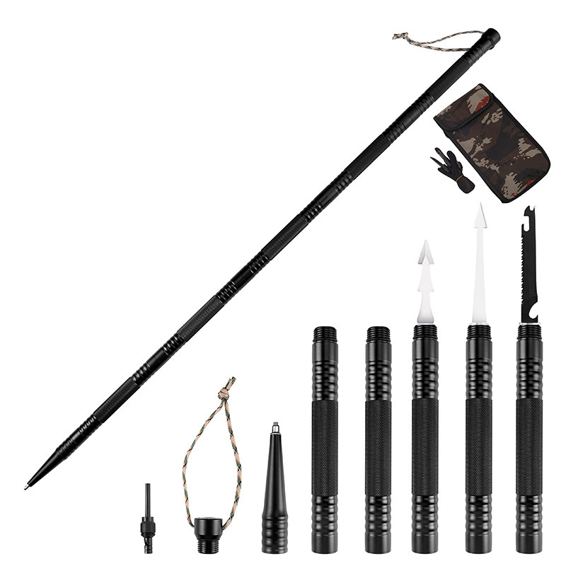 

1pc Trekking Pole, Multifunctional Aluminum Trekking Pole With Compass, Height Adjustable, Tactical Trekking Pole, Travel, Camping, Mountaineering