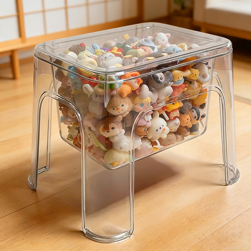 transparent shoe changing step stool hollow storage waterproof sturdy and durable multipurpose footstool simple household step stool suitable for living room bedroom bathroom laundry room garage bedside non slip step stool Product details 2