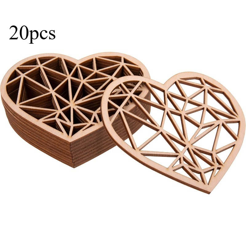 Set Of 20 Heart-shaped Wooden Coasters Measuring 11x10cm, Perfect For Beverages Like Coffee And Tea