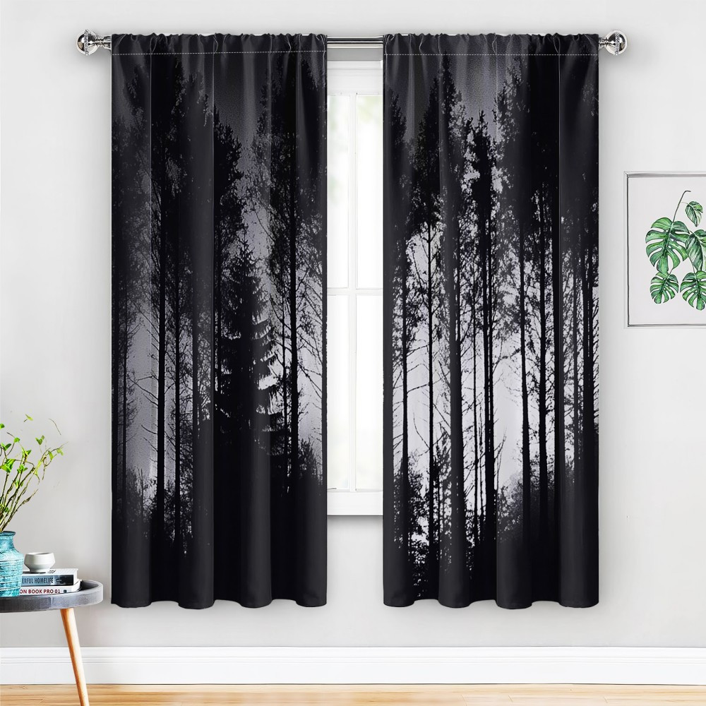 

2pcs Classic Blackout Curtains, Dark Design, Polyester Drapes For Bedroom & Living Room, Privacy Window Panels, Multiple Sizes