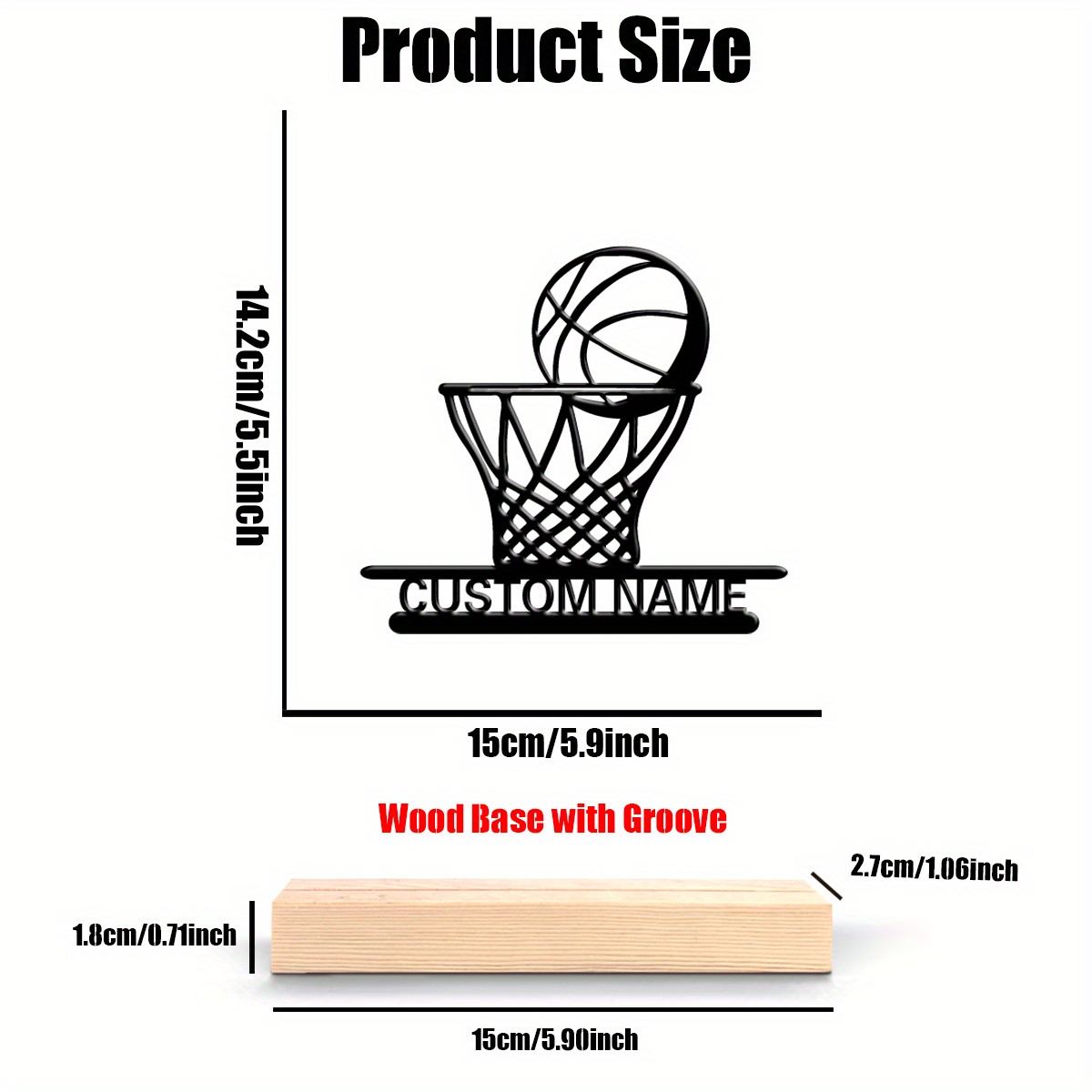 TEMU 1 Pièce Statue de Panier de Basket Personnalisée - Décoration en Métal avec Base en Bois Solide pour Maison, Bureau ou Salle de Sport - Idéal