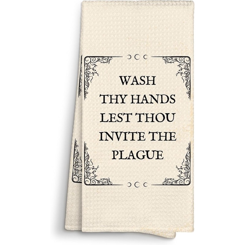 TEMU 1pc 18 X 26 Inch Funny Towels Decorative, Neutral Funny Towels Cloth Towel Gifts For Women, Wash Thy Hands Invite Towel Decor