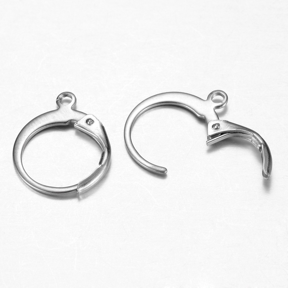TEMU 20pcs Steel Earring Hooks, Ear Wire Lever Back Earring Findings Earwire With For Diy Earrings Jewelry Making, 14.5x12x2mm