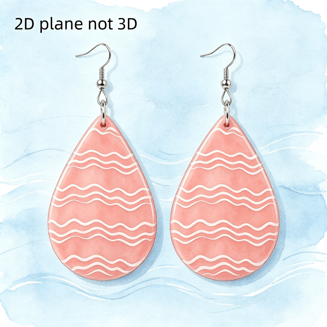 Minimalist Pink Wavy Teardrop Earrings, Acrylic