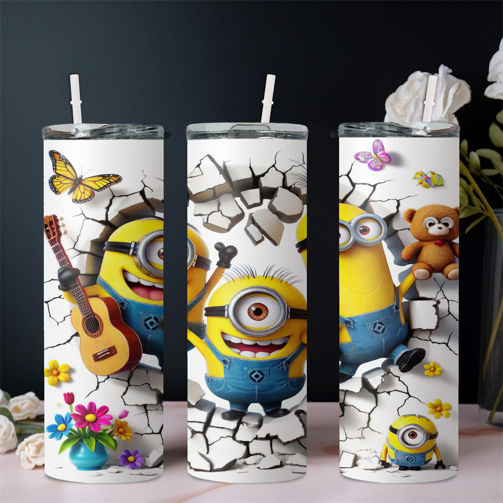 

1pc Minions 20oz , Steel Insulated Mug Guitar Pattern, , Removable , , For Car, , , Dining - Christmas