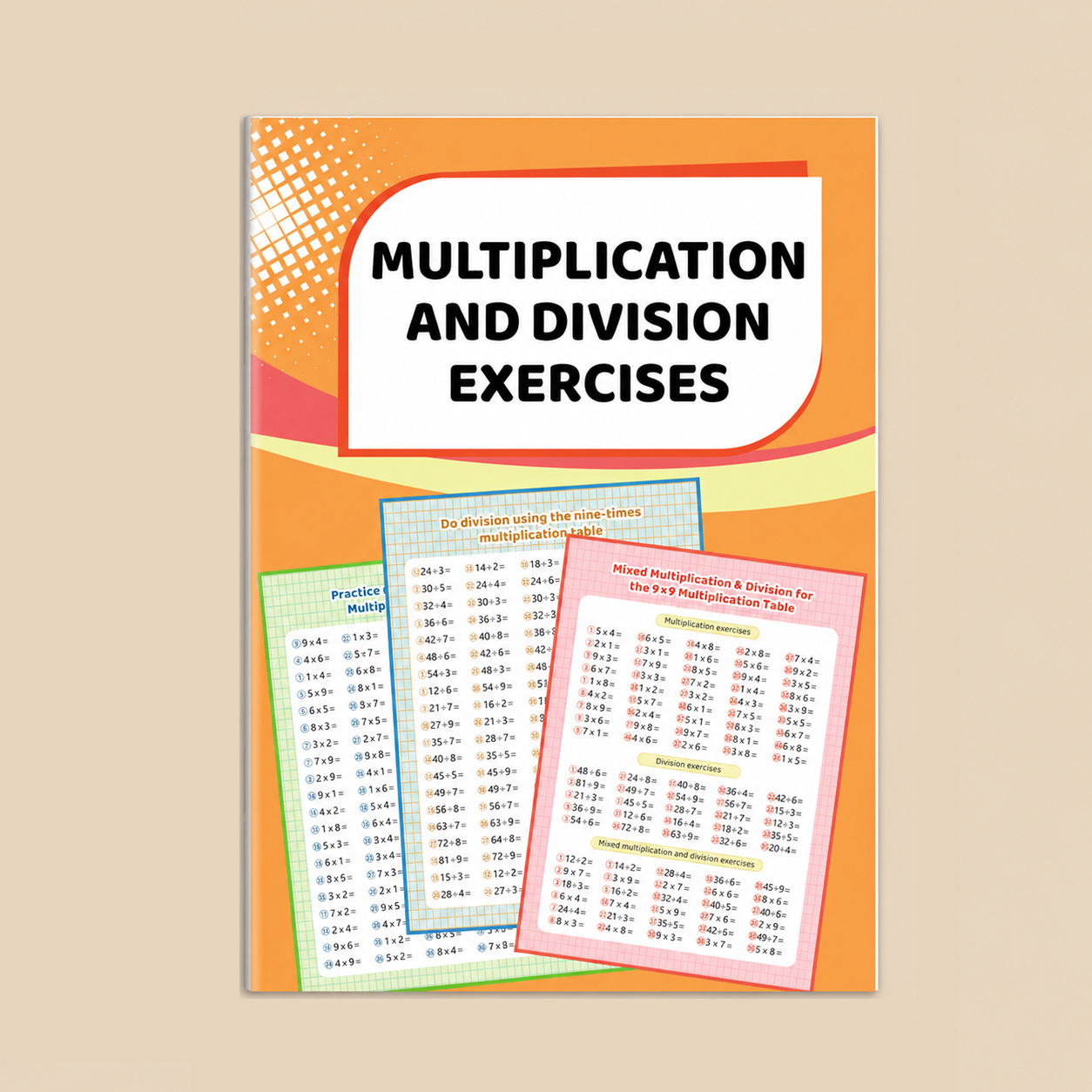 TEMU Cuaderno de ejercicios de multiplicación y división, 32 páginas, libro de práctica de tablas de , material educativo de aprendizaje , tablas de